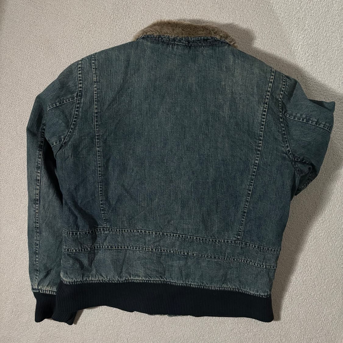 일본빈티지 johnbull 투웨이 퍼 워싱 청 무스탕 자켓 상품이미지6