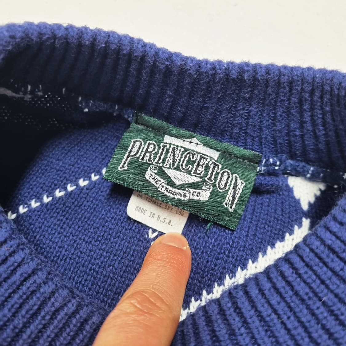 90S USA PRINCETON 아가일 스웨터 - XL 상품이미지6