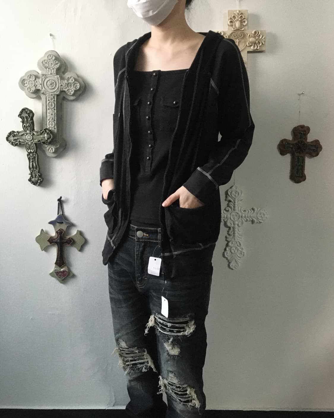 Stitch point hood zip up 상품이미지7