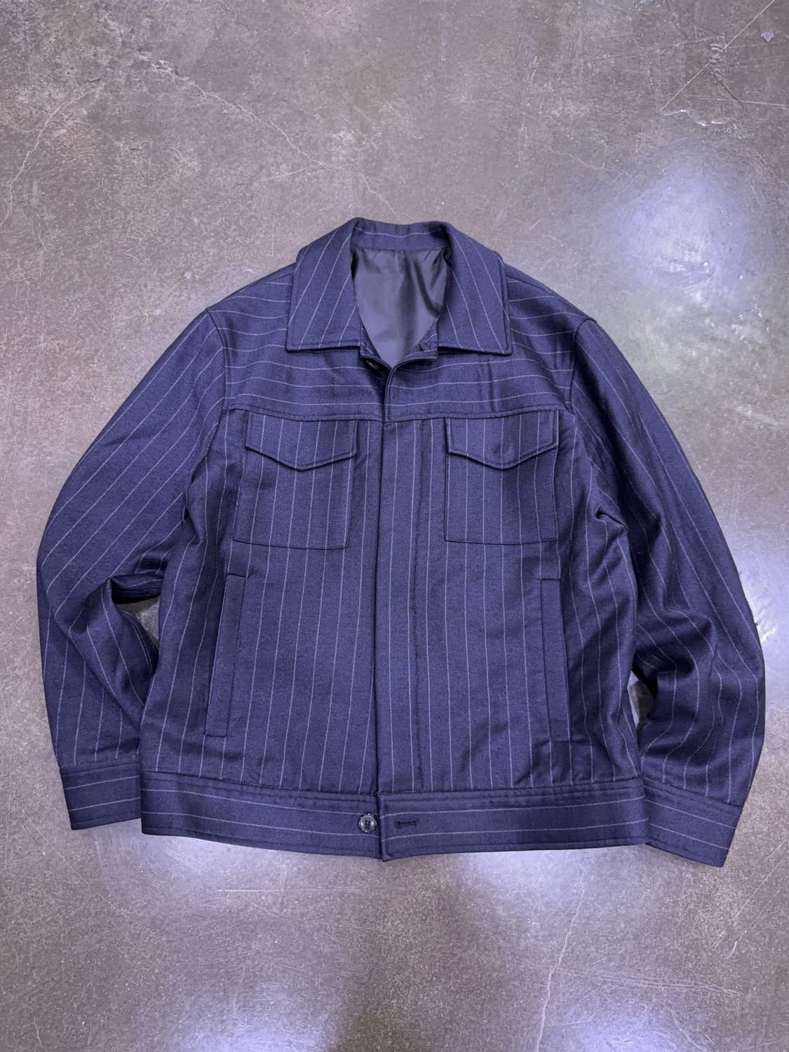 드러그옴므 스트라이프 울 트러커 블루종 자켓 S 상품이미지4