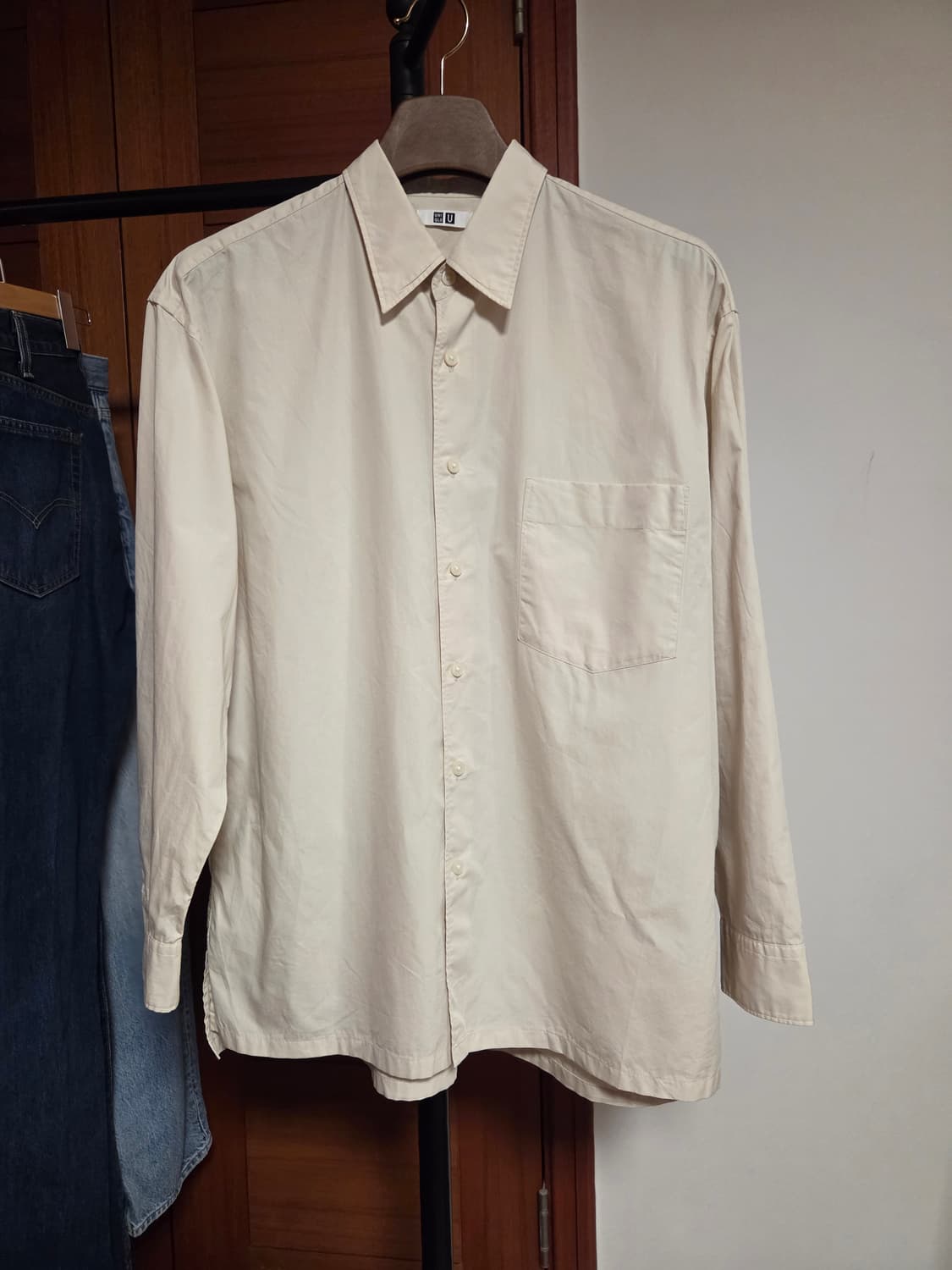 유니클로U 아이보리 오버핏셔츠 L사이즈 상품이미지1