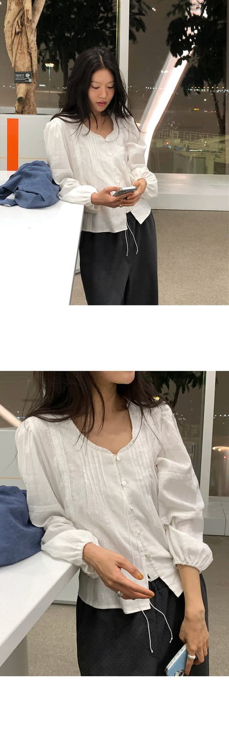 언더비 히그 레이스 셔링 블라우스 새상품 상품이미지7