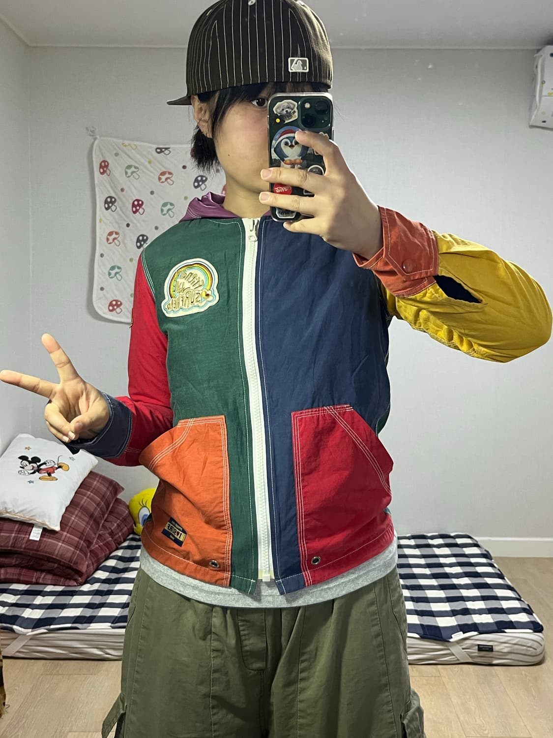 컬러블록 후드 자켓 상품이미지1