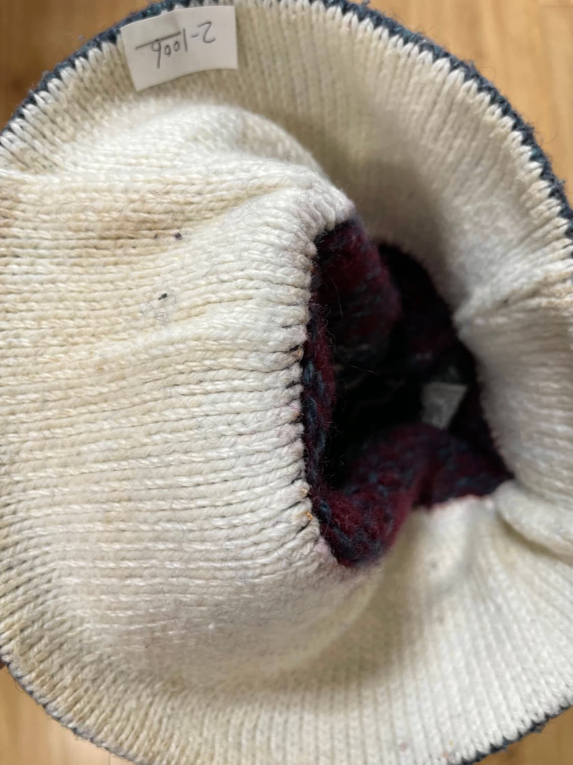 택포) 90s Made USA 빈티지 패턴 울 니트 숏 비니 모자 상품이미지3