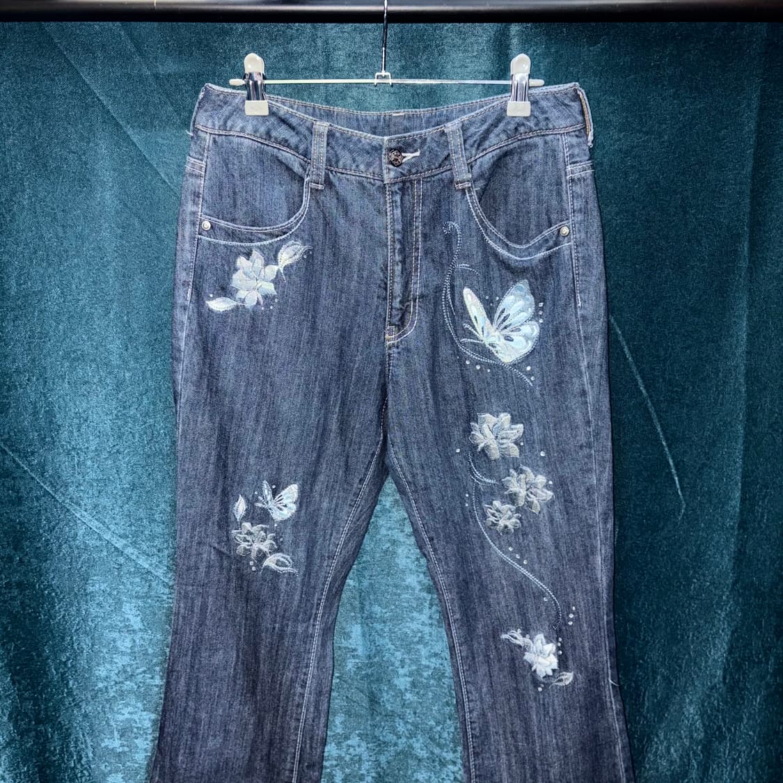 (31) 빈티지 나비 자수 디테일 부츠컷 데님 팬츠 상품이미지2
