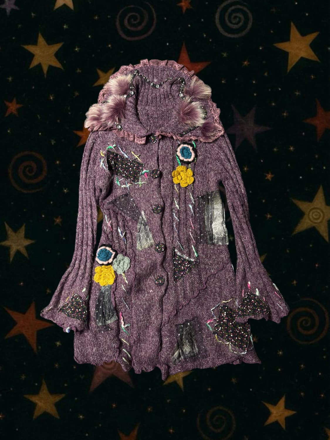 빈티지 히피 하구미 아플리케 패치 가디건 상품이미지1