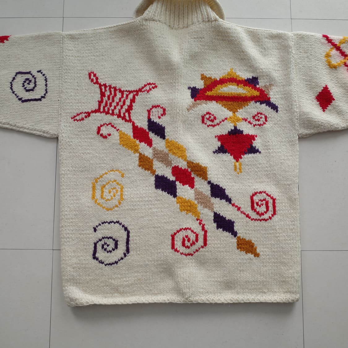 90s 파차마마 에콰도르 핸드메이드 울 니트 가디건 코위찬 스타일  상품이미지6