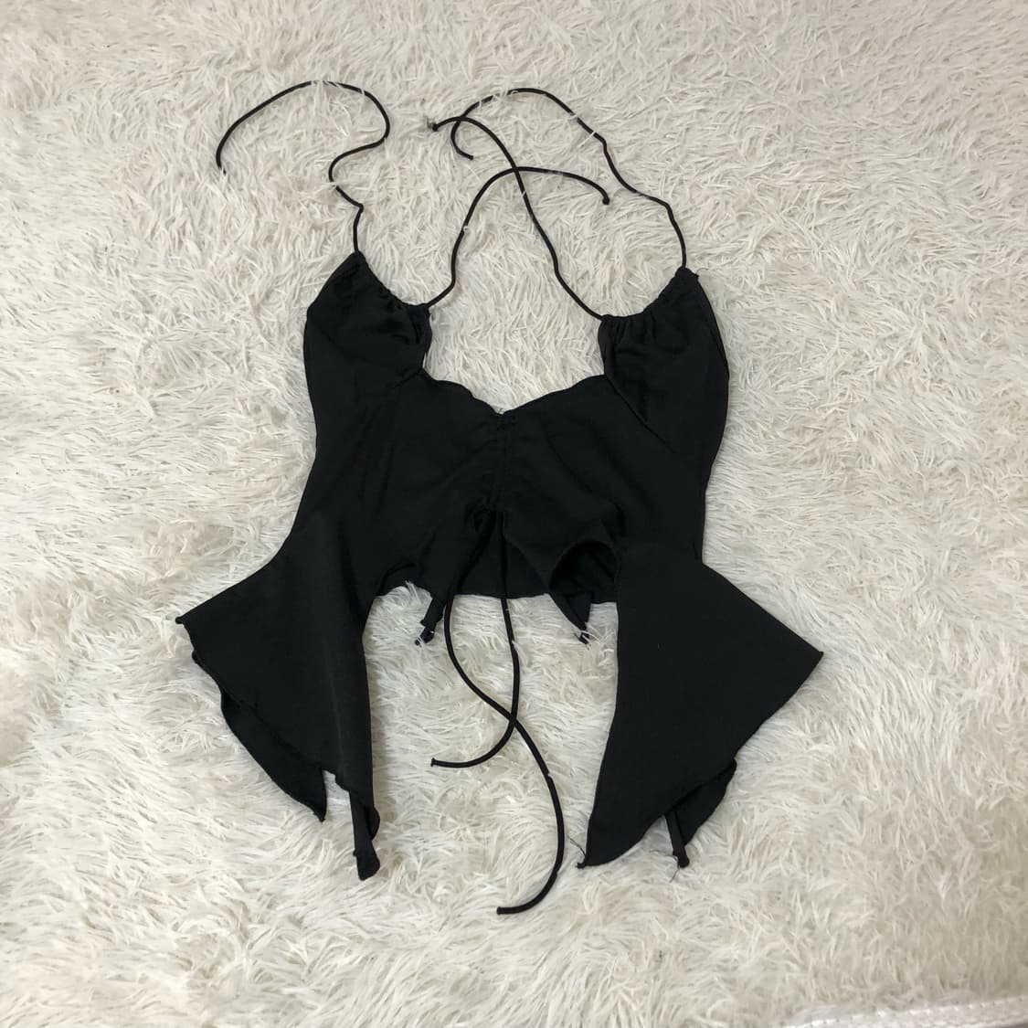 빈티지 블랙 셔링 나시 탑 상품이미지1