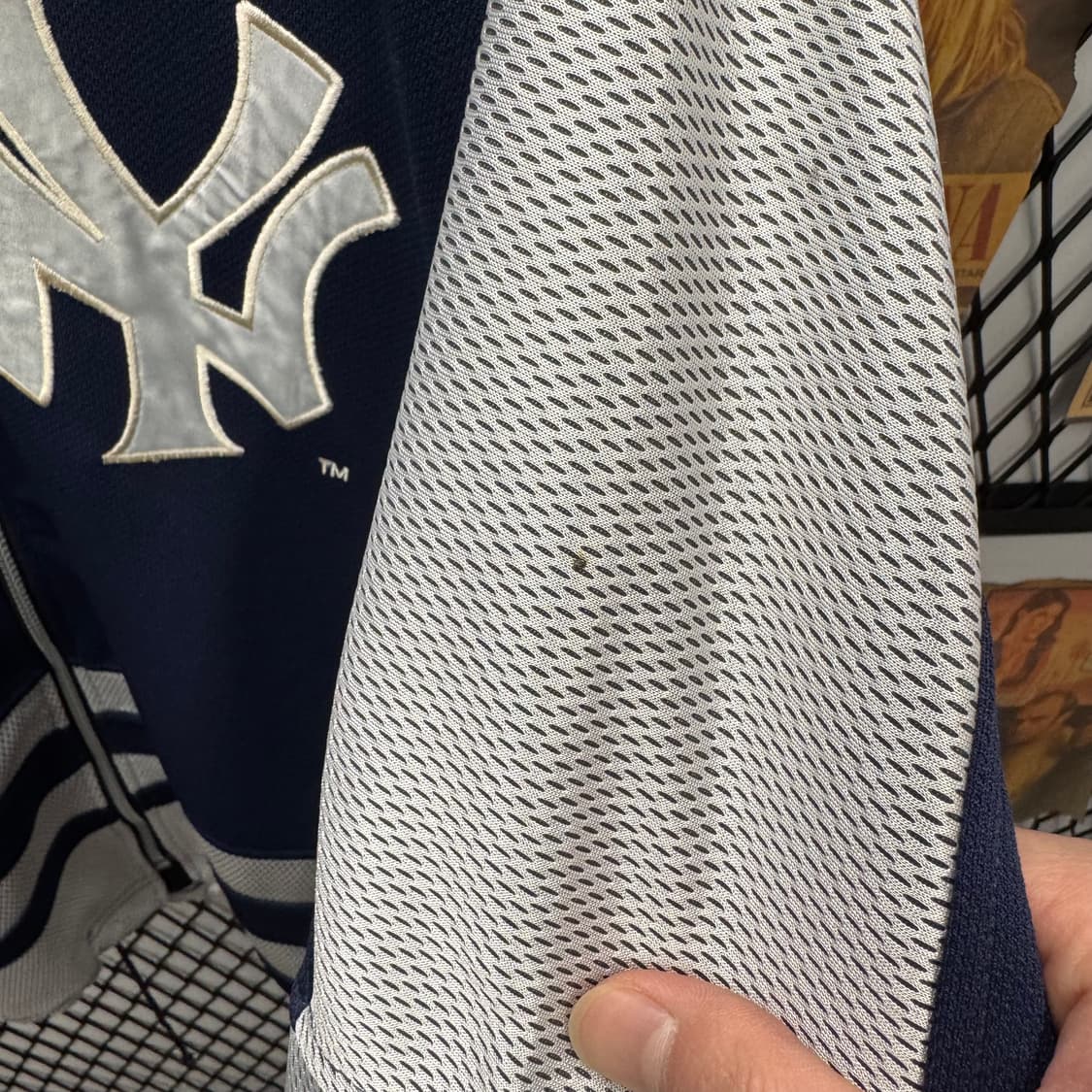 90s MLB X 양키스 트랙자켓 전면 빅로고 포인트 네이비 화이트 상품이미지9