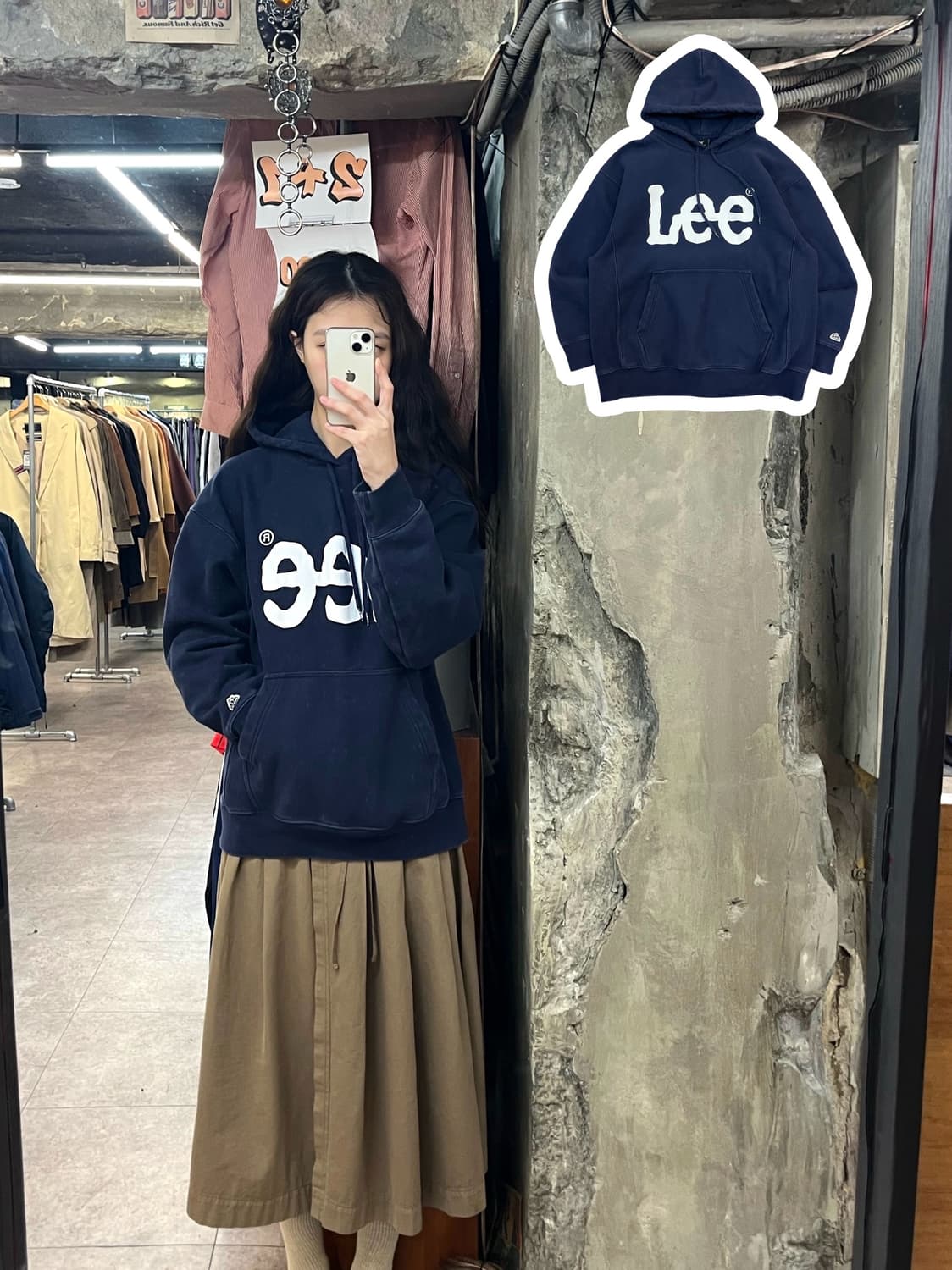 리 기모 후드티 네이비 S #csz3061 상품이미지1