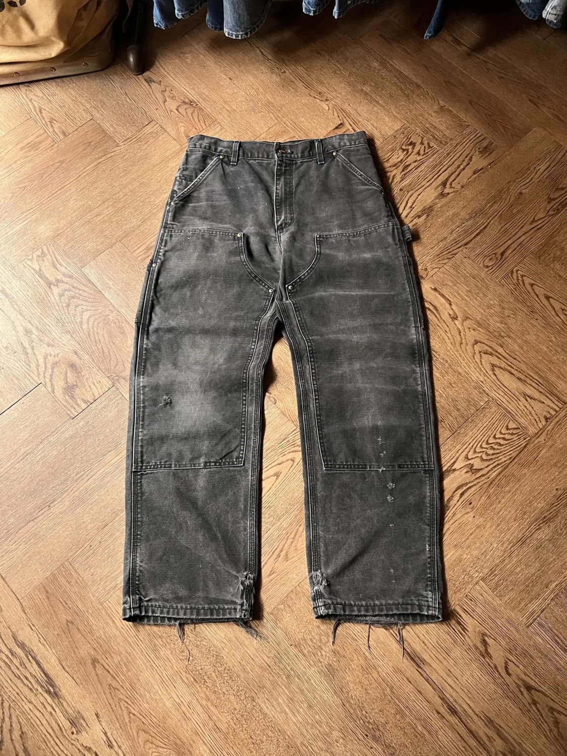 [34]90's 칼하트 USA 유니온메이드 하드 페이딩 더블니 워크팬츠 상품이미지1