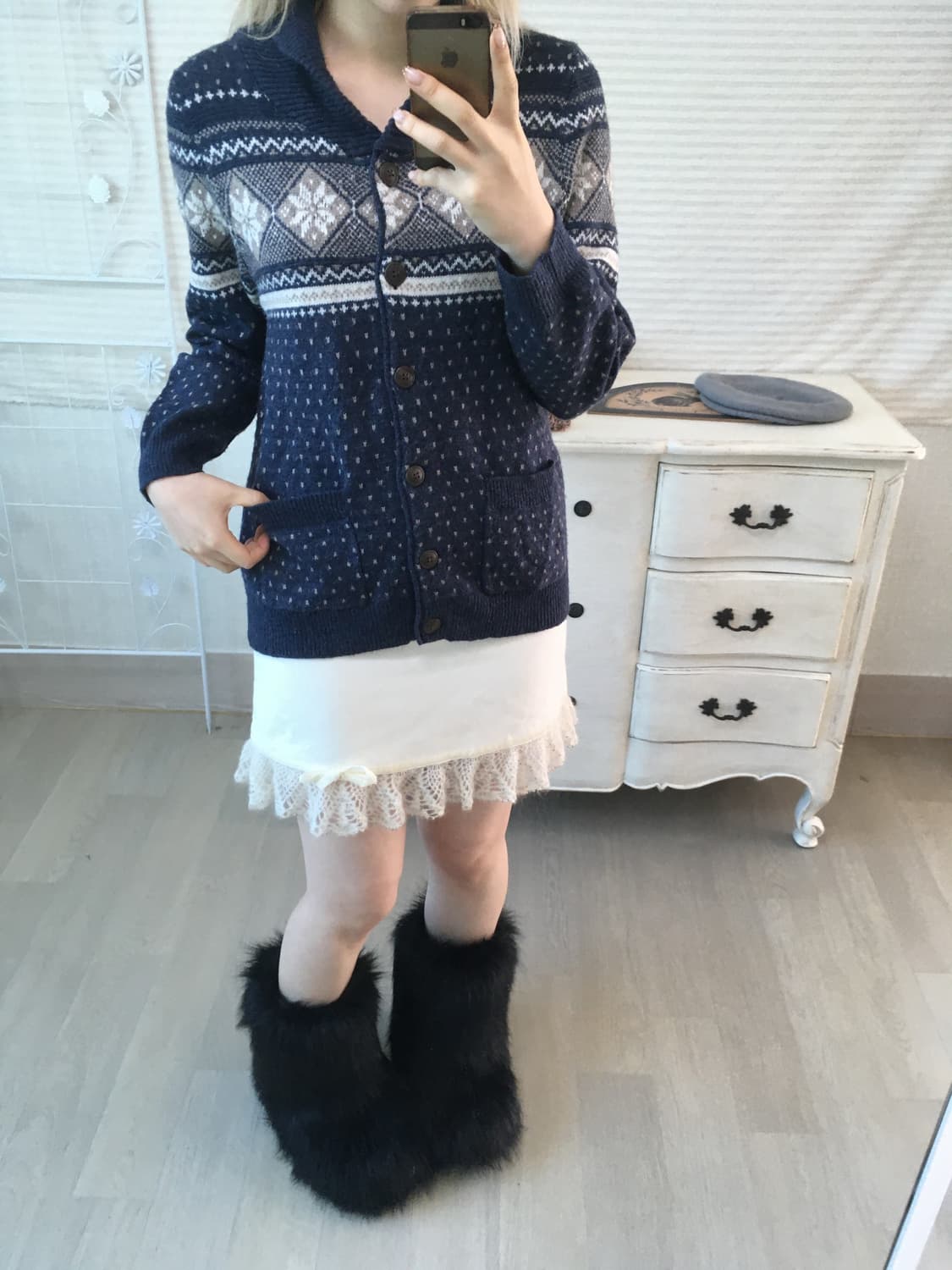 jpn vintage 노르딕 울 카라 버튼 가디건 y2k 스트릿 갸루 펑 상품이미지4