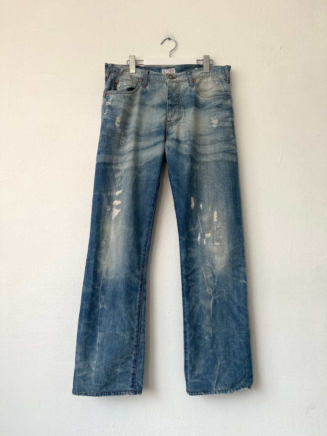알마니 2000s 디스트로이드 블루 워싱진 상품이미지4