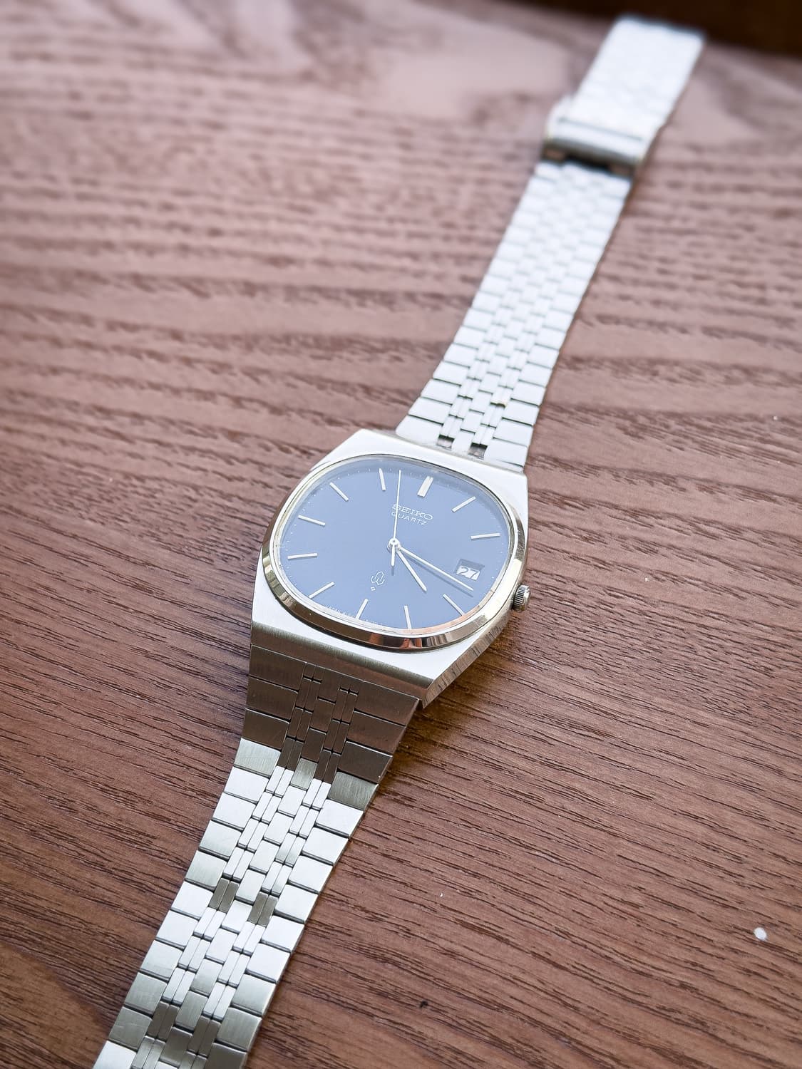 [레어]빈티지 세이코 쿼츠 4122-5020 네이비 다이얼 일체형 브레이 상품이미지3