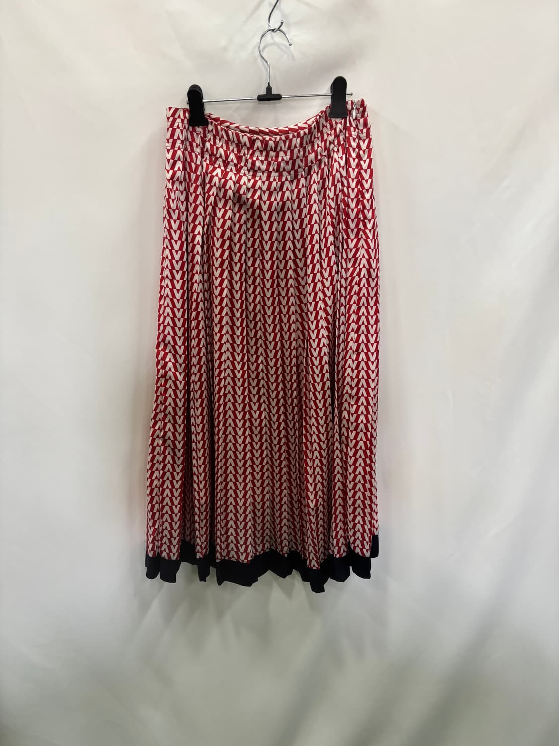 V 로고 모노그램 프린트 실크 롱 스커트 S 상품이미지1