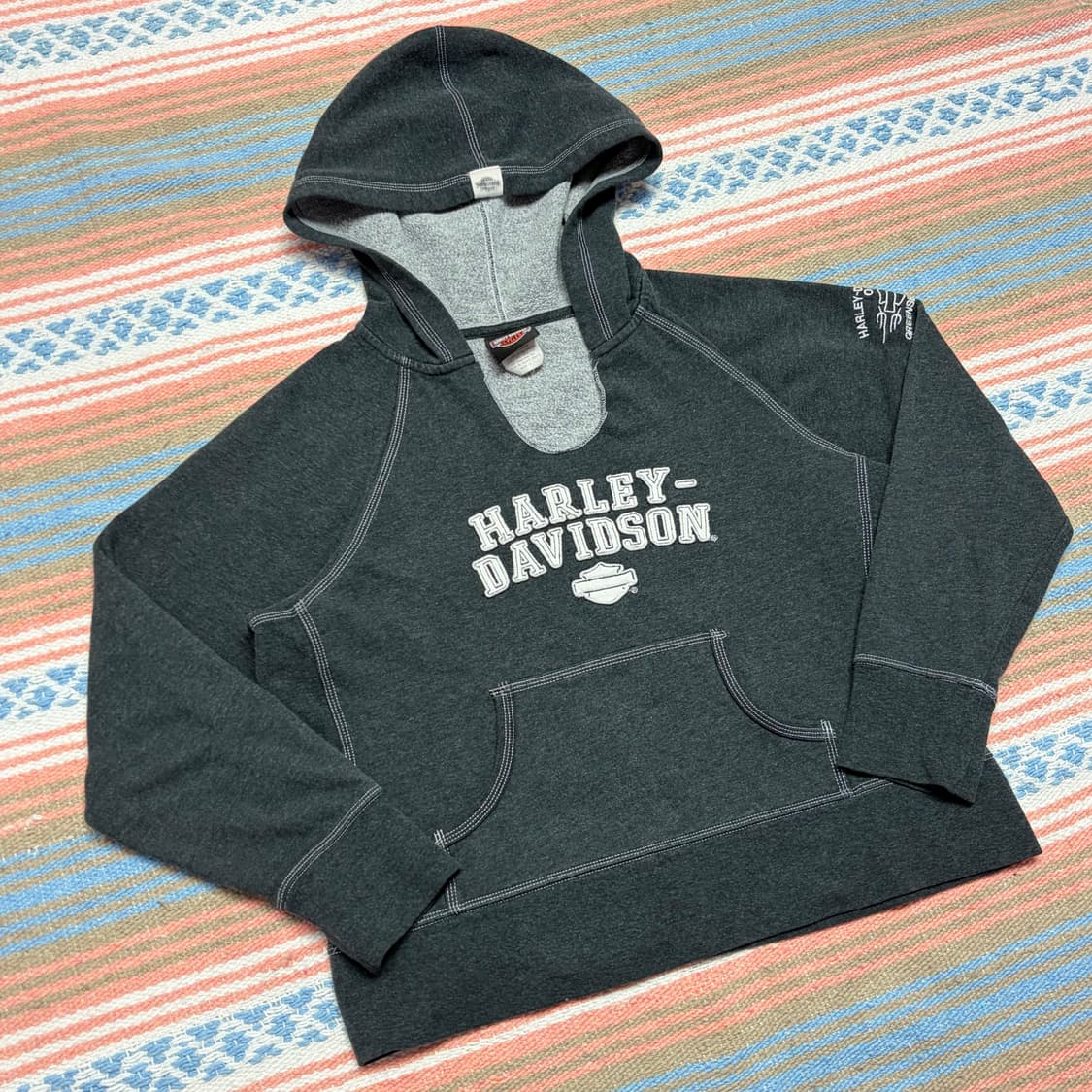 00s 미국 빈티지 할리데이비슨 빅로고 후드티 후드집업 상품이미지2