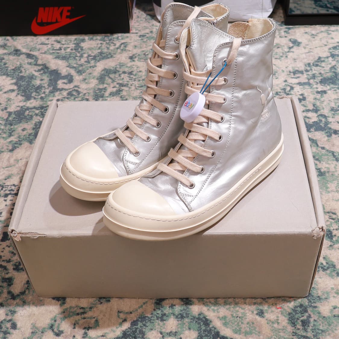 Rick Owens 릭오웬스 다크쉐도우 라몬즈 하이탑 메탈릭 실버 38 상품이미지1