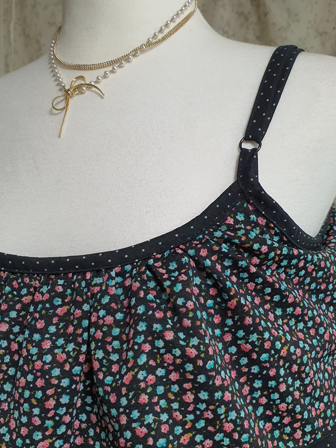 [일본빈티지] 플라워 프린트 레이어드 끈 나시 원피스 상품이미지5