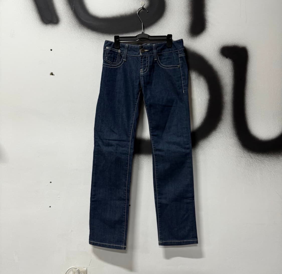 Evisu 에비수 백 포켓 로고 프린팅 스트레이트 진청 데님팬츠 상품이미지2