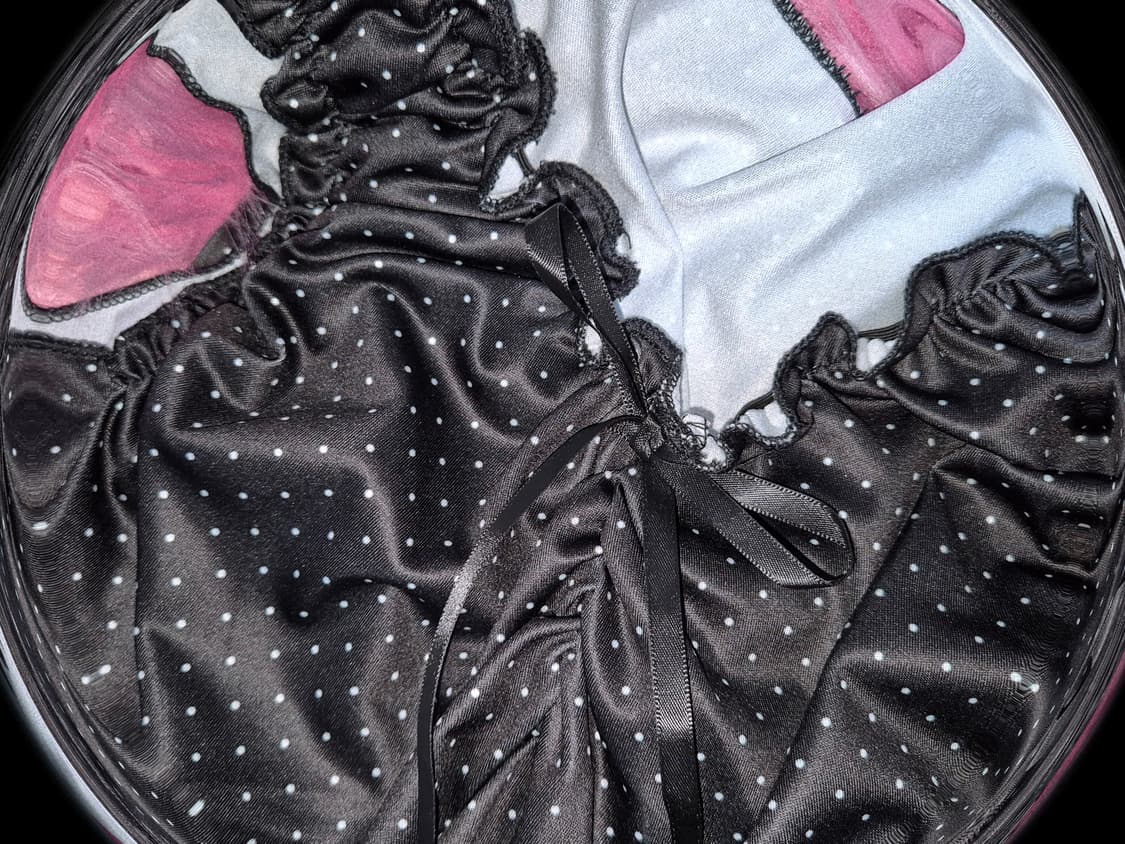 Vintage Dot Ribbon shirring top 상품이미지2