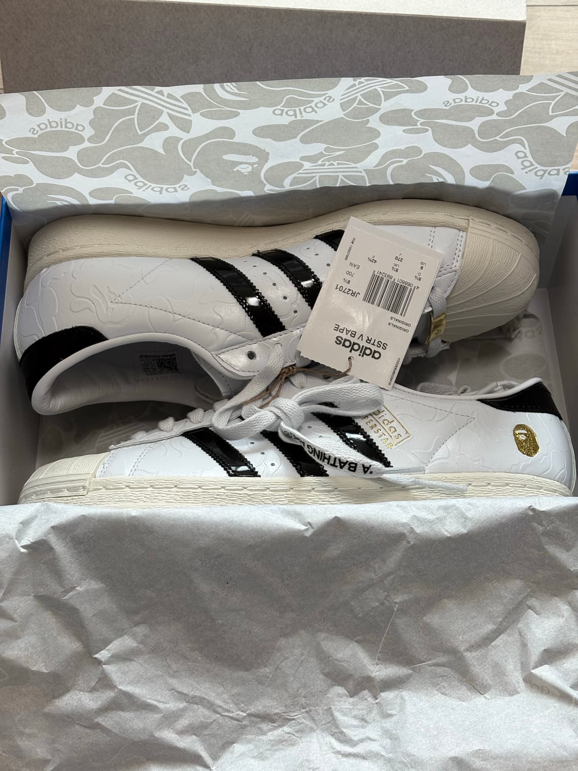 [270]아디다스 x 베이프 슈퍼스타 빈티지 클라우드 화이트 코어 블랙 상품이미지4