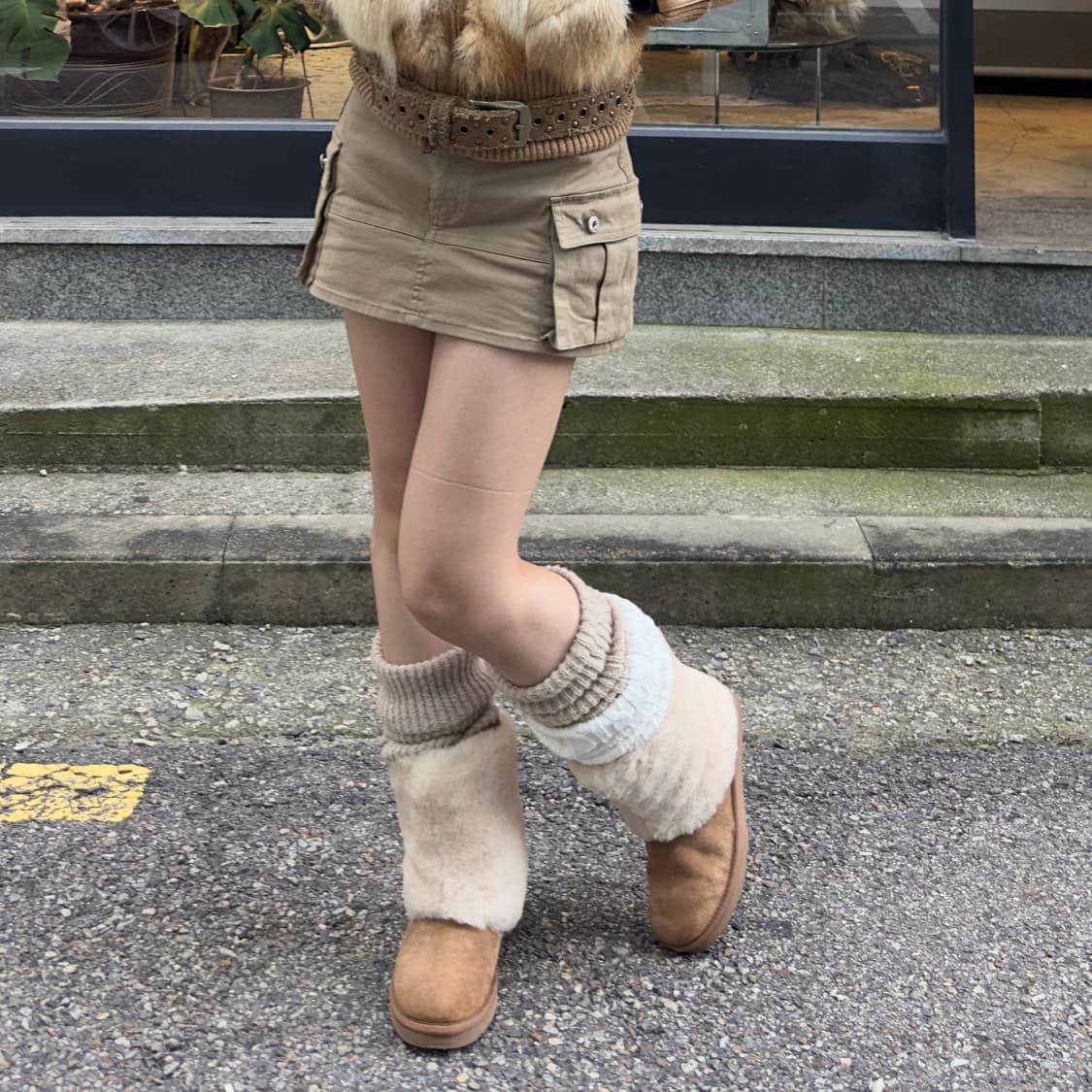 00s Y2K 희귀 폴드오버 퍼 커프 어그 부츠 풀박스 상품이미지10