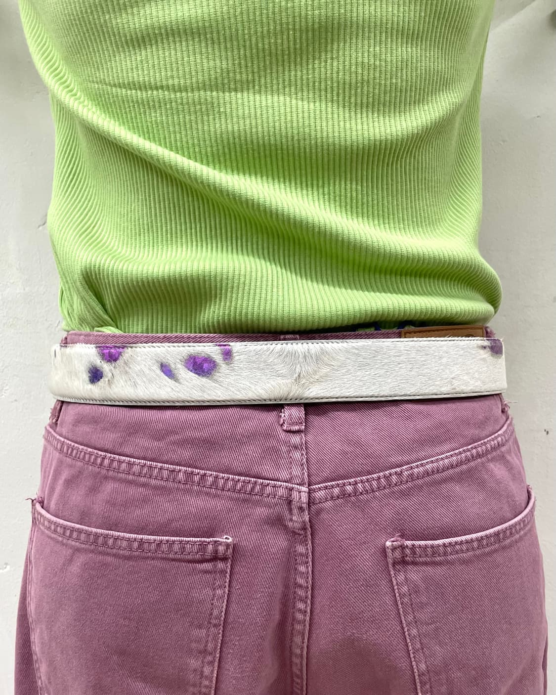 white calf hair neon cubic belt 상품이미지5