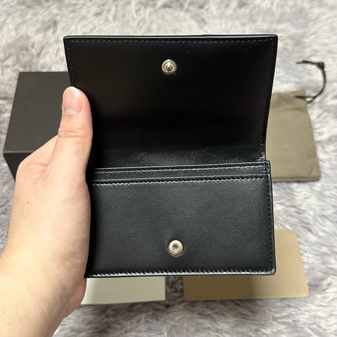 [풀구성] 보테가베네타 카세트 비즈니스 카드지갑 블랙 상품이미지3