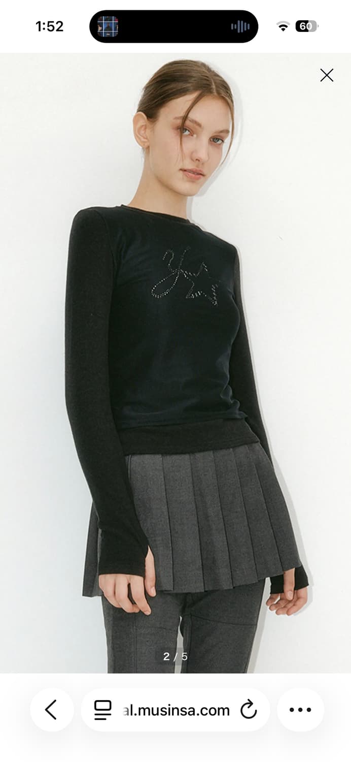 YUSE 유즈 메쉬 레이어드 앙고라 긴팔 상의 아이보리 화이트 흰색 이너 상품이미지5