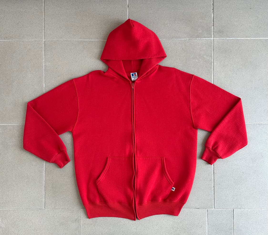 90s 빈티지 러셀 후드집업 레드 XL USA 상품이미지1