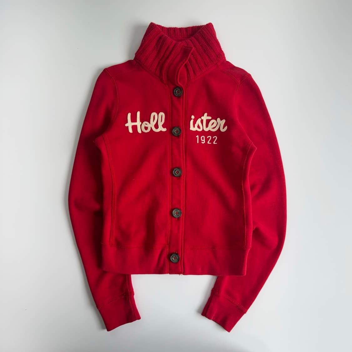 Hollister 홀리스터 레터링 로고 레드 버튼업  상품이미지3