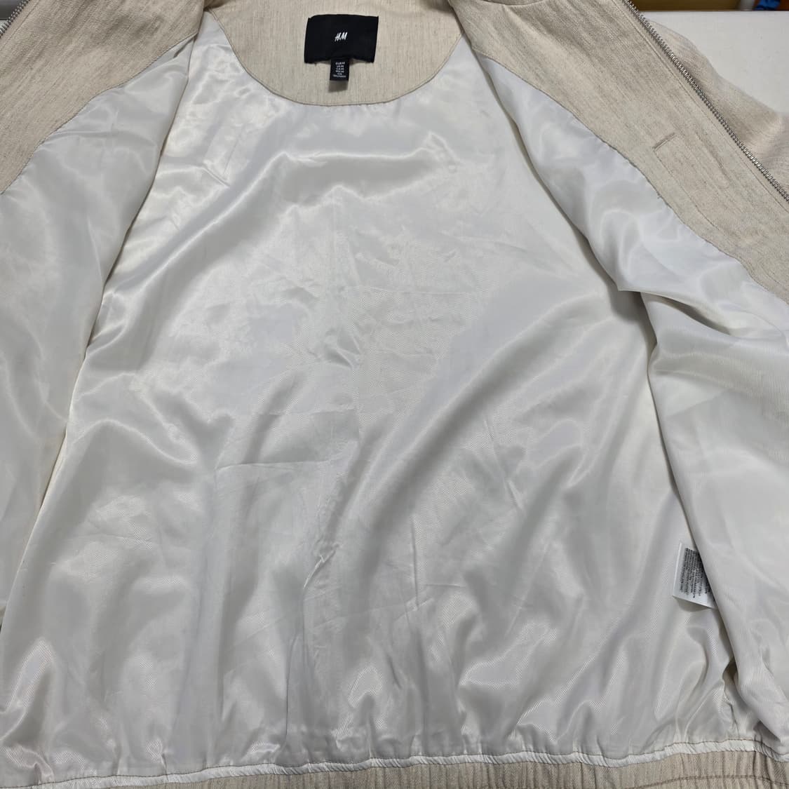 0779 H&M 린넨 혼방 집업 자켓 베이지 M 남성 캐주얼 점퍼 상품이미지7