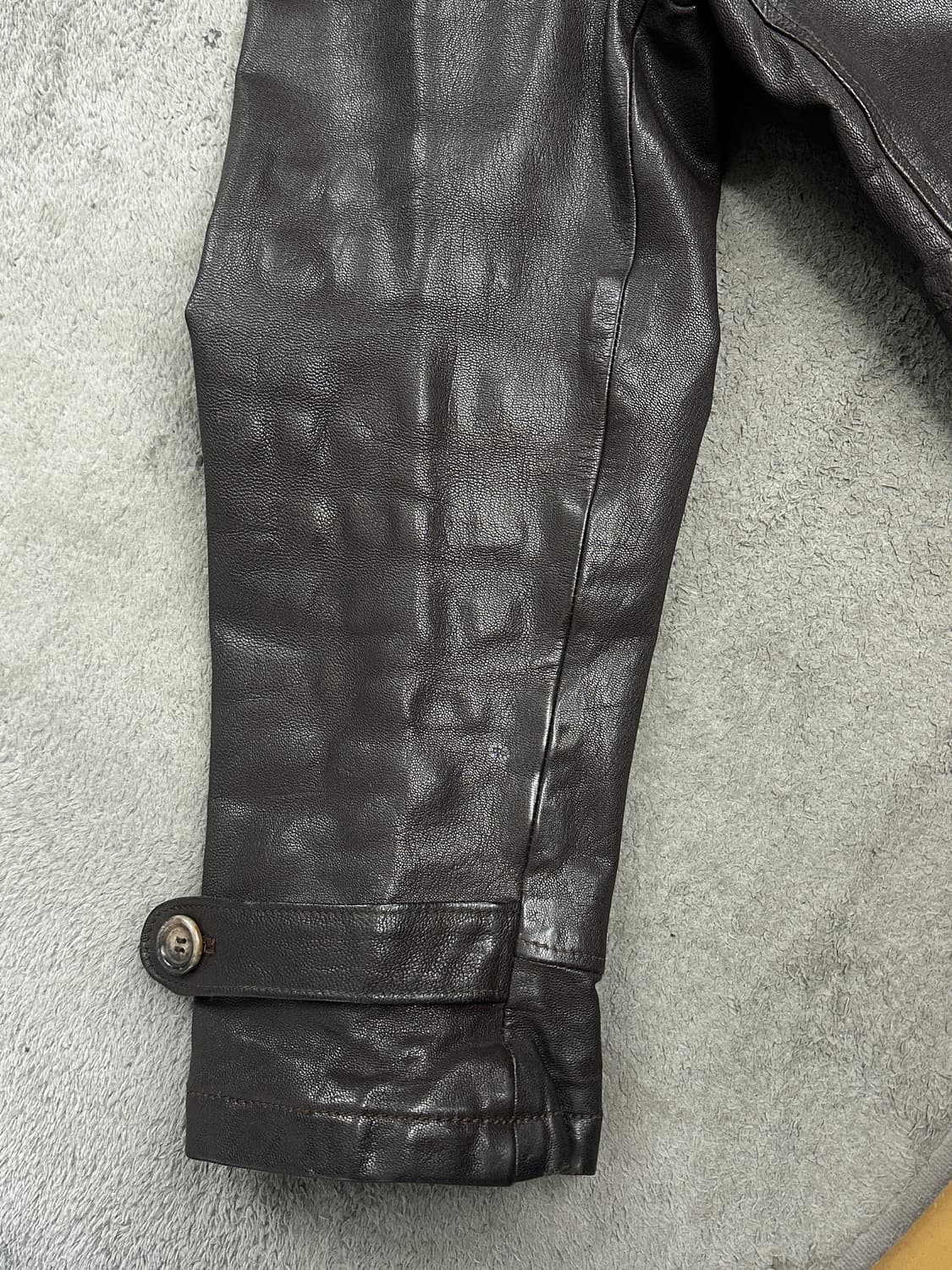 90s EMPORIO ARMANI 더블 브레스트 레더 자켓 L 상품이미지7