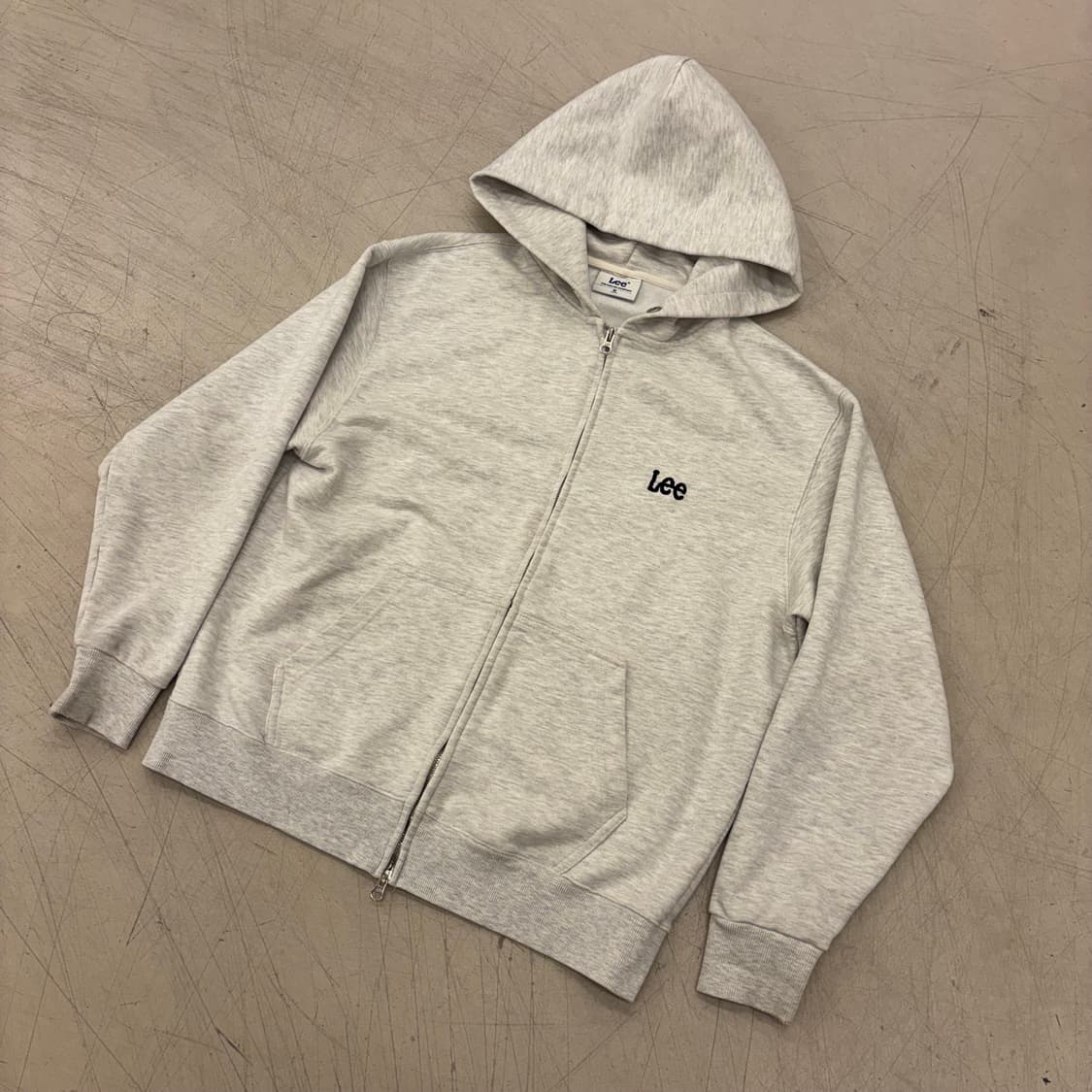 Lee 스몰로고 그레이 후드집업 상품이미지1