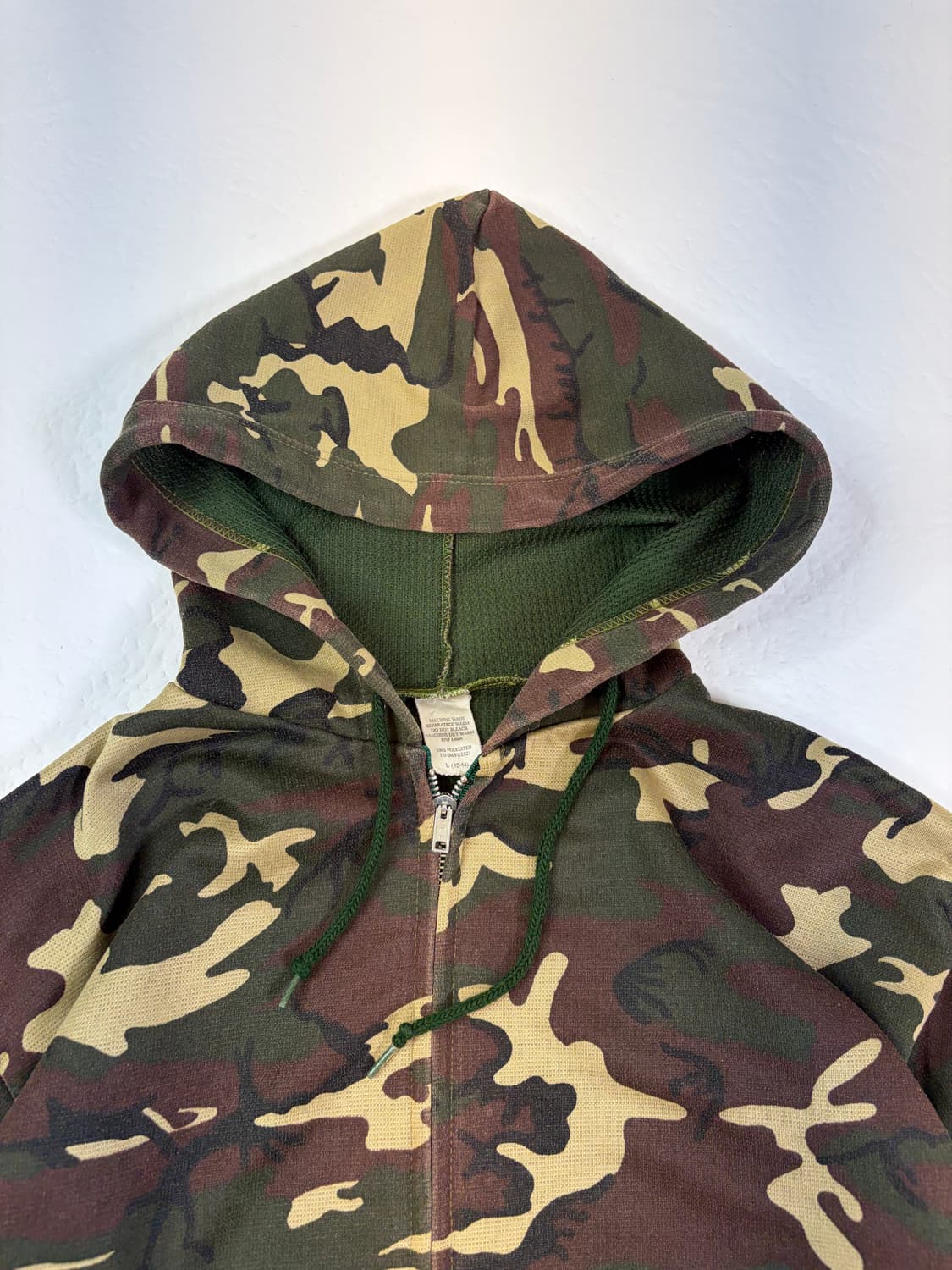 90s Woodland Camo Thermal Zip Up Hoodie 상품이미지4