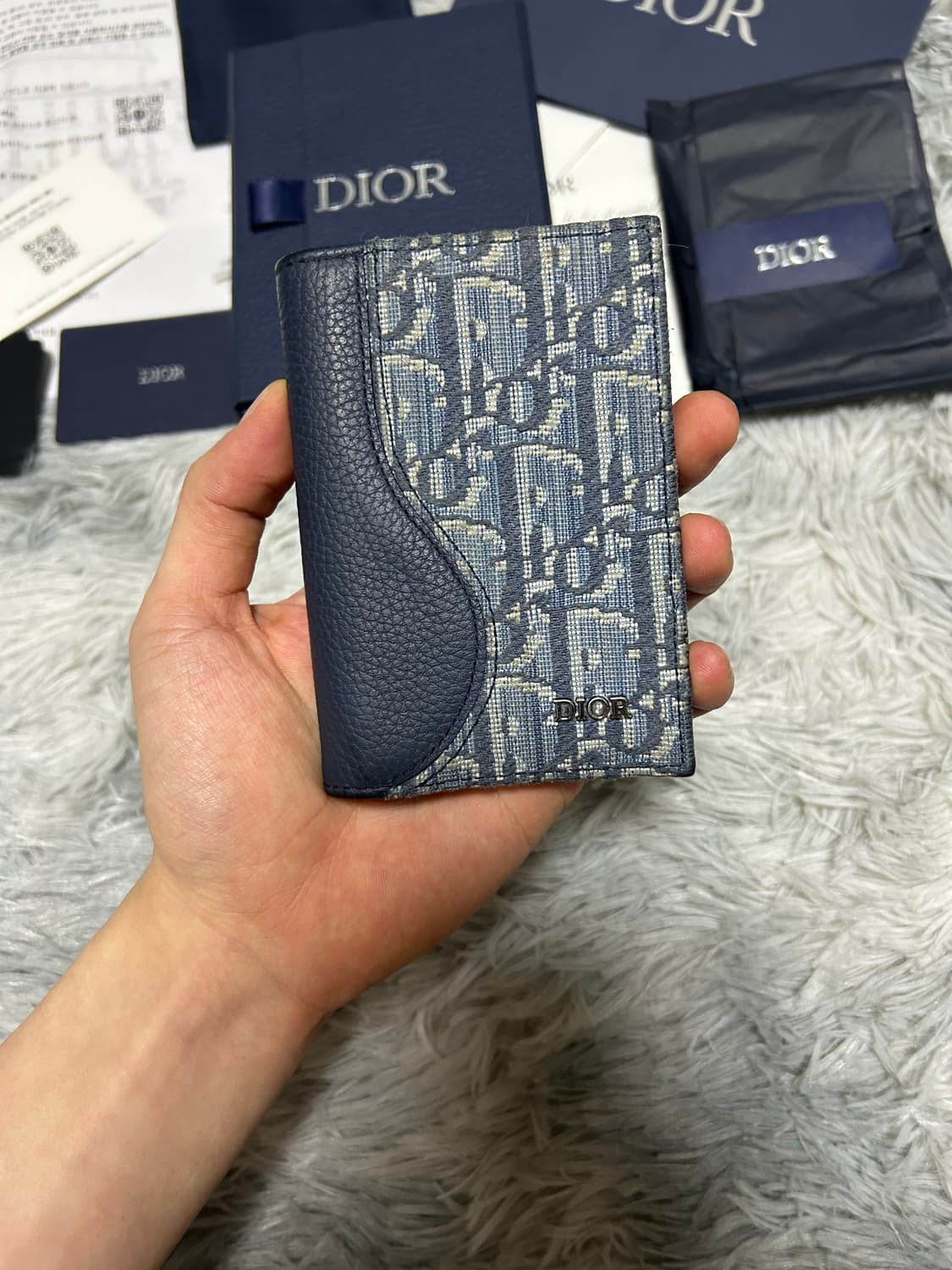 [25/6월] 디올 신형 새들 오거나이저 카드지갑 자카드블루 상품이미지2