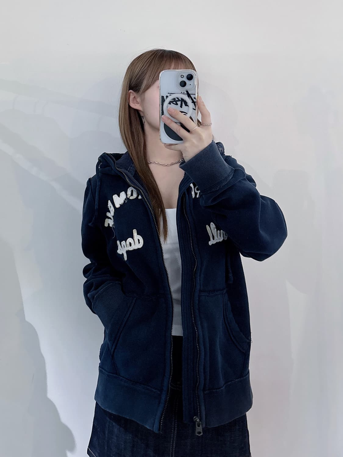 아베크롬비 네이비 빅로고 헤비스웻 후드집업 상품이미지3