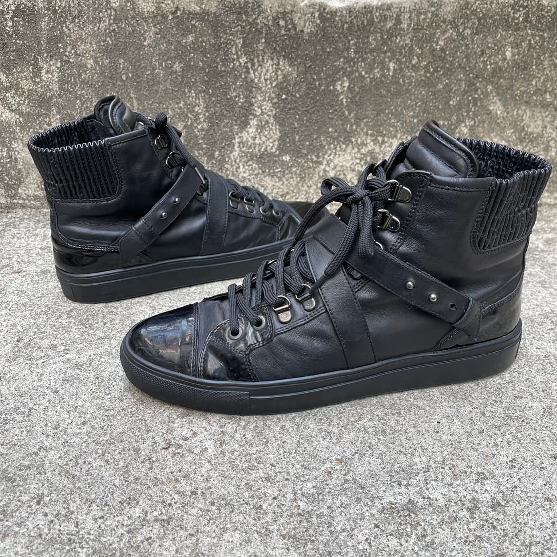 [40] Neil Barrett 블랙 레더 하이탑 스니커즈 (260) 상품이미지3