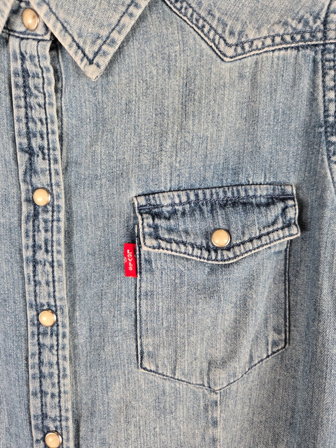 [무료배송]리바이스 XS 여성 약스판 웨스턴 데님 청 셔츠 연청 상품이미지4