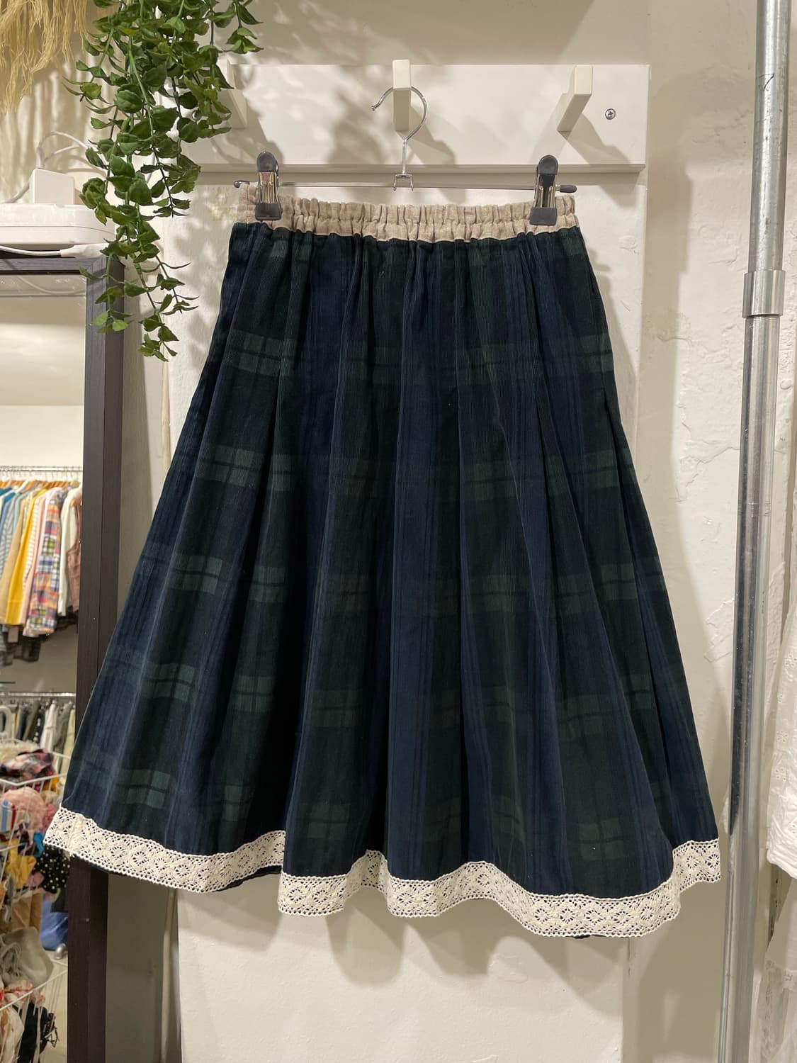 모리 체크 레이스 미디 스커트 상품이미지7