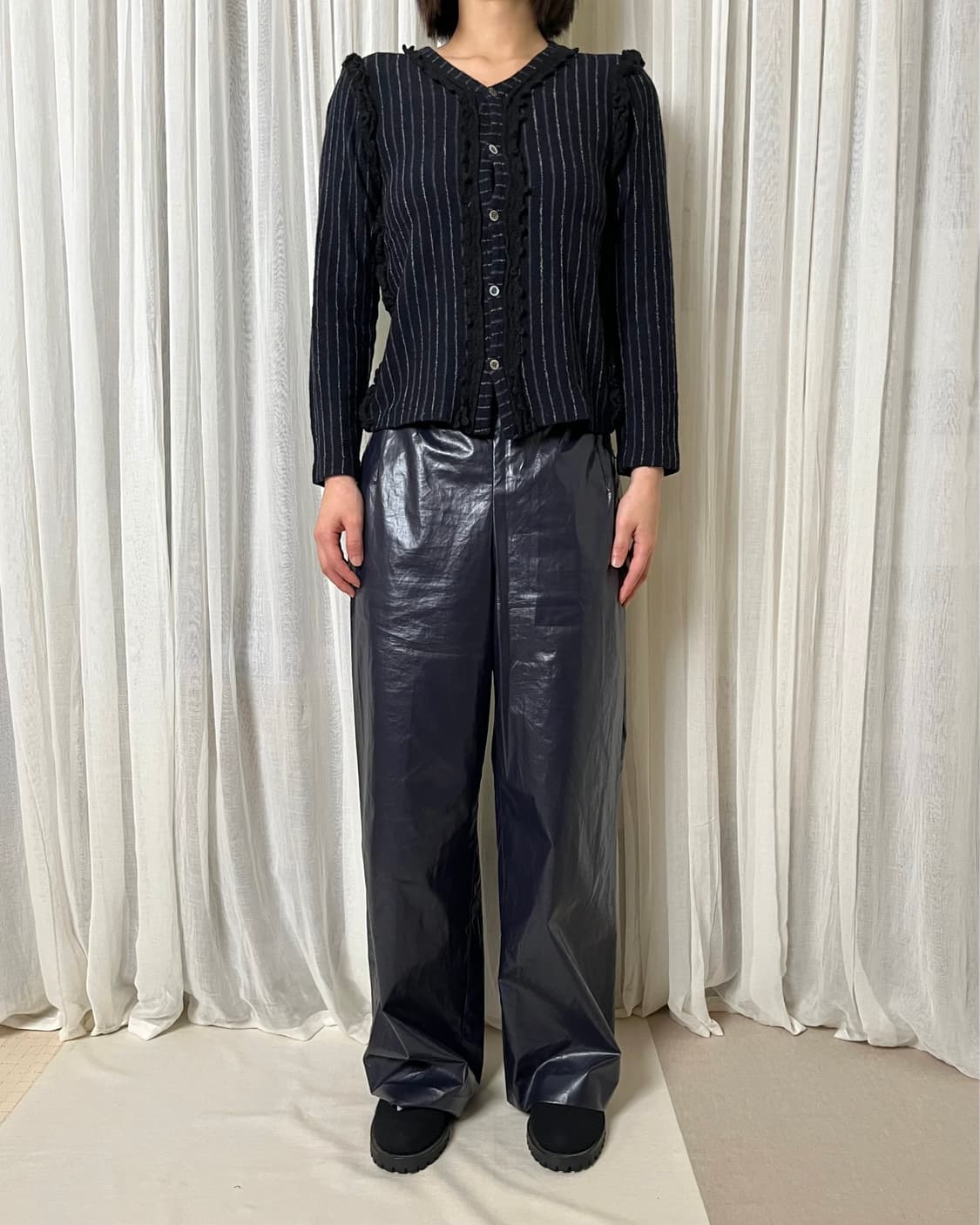 꼼데가르송 러플 스트라이프 가디건 comme des garcons 상품이미지1