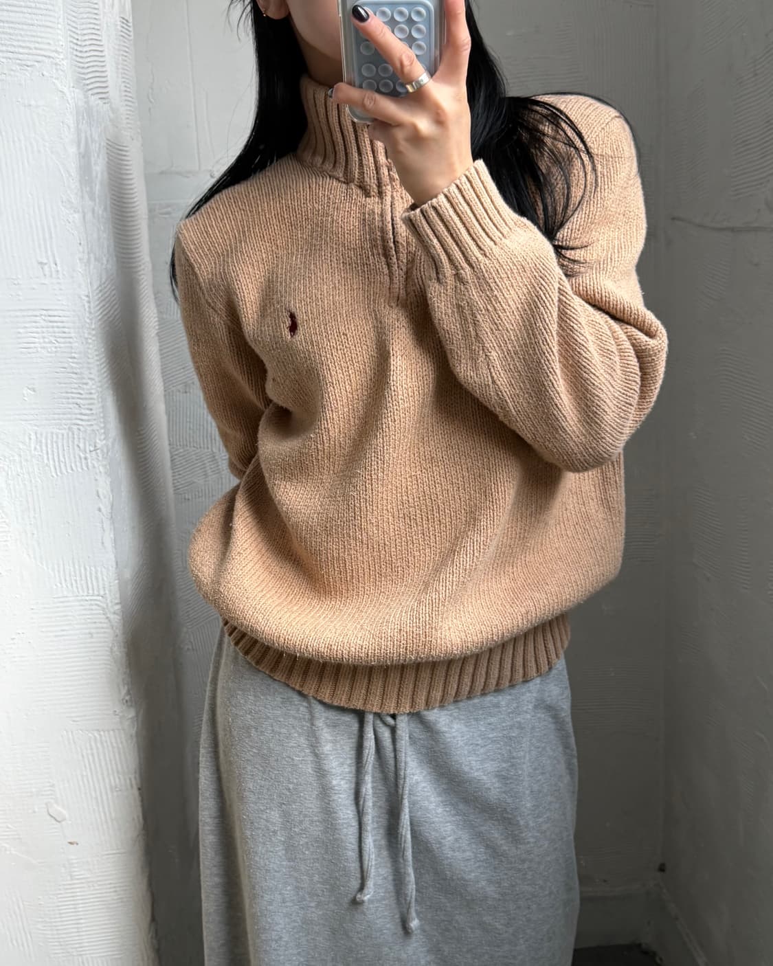 Polo 폴로 랄프로렌 베이지 컬러 하프집업 니트 상품이미지3