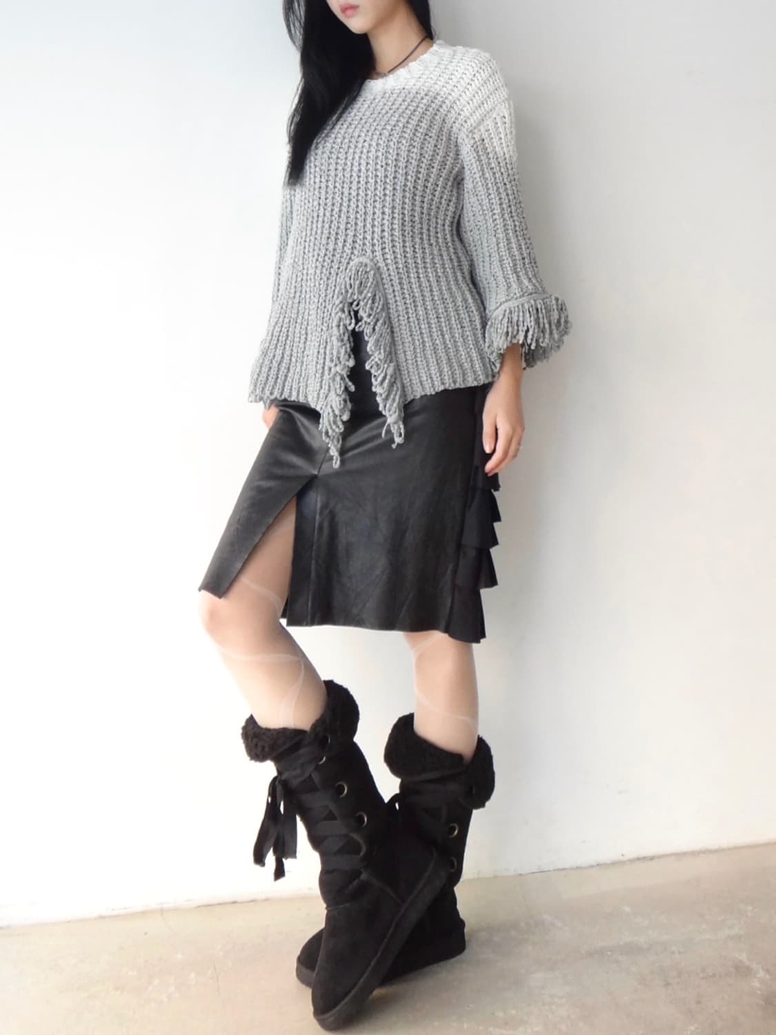 Ribborn winter long boots / black 상품이미지7