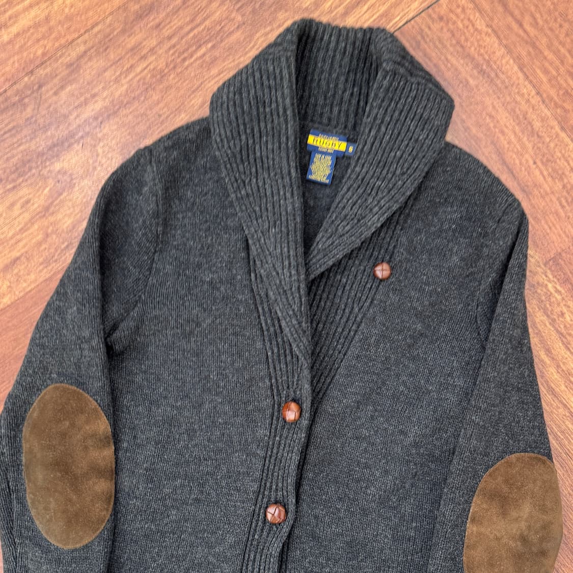 여성용 S 폴로 랄프로렌 럭비 차콜 패치 숄카라 니트 가디건  상품이미지4