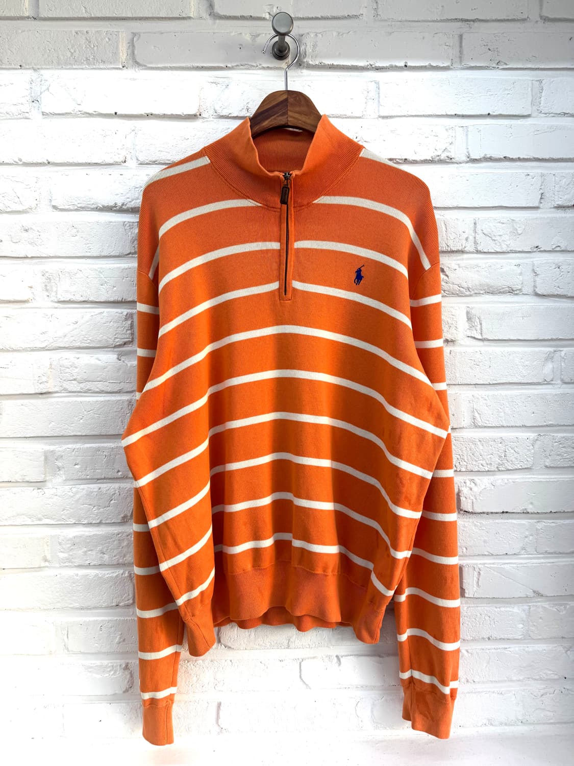 폴로 오렌지 스트라이프 반집업 니트 상품이미지3