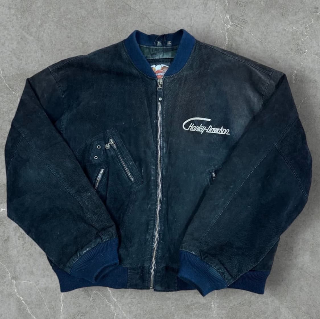 90s 할리 데이비슨 v-twin 스웨이드 레더 자켓 상품이미지2