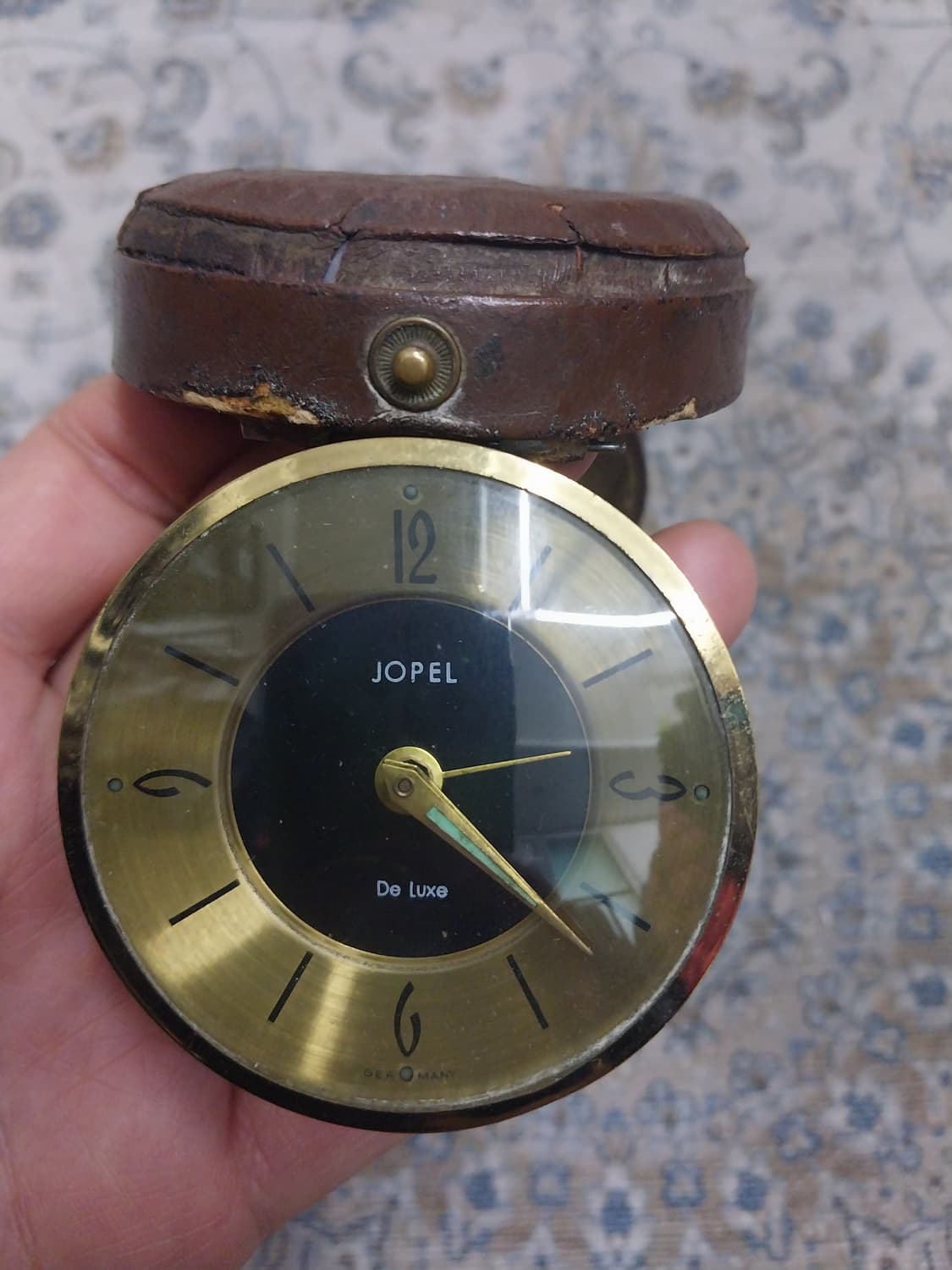 1960년대 독일 JOPEL 빈티지 여행용 탁상시계 골드 상품이미지3