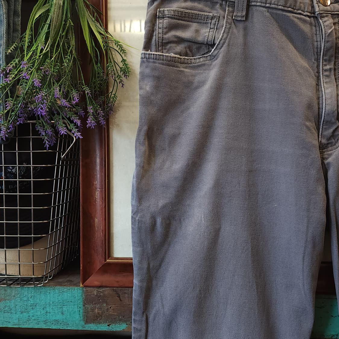 칼하트 워크팬츠 릴렉스드 핏 캔버스 팬츠 그레이 38x30 상품이미지4