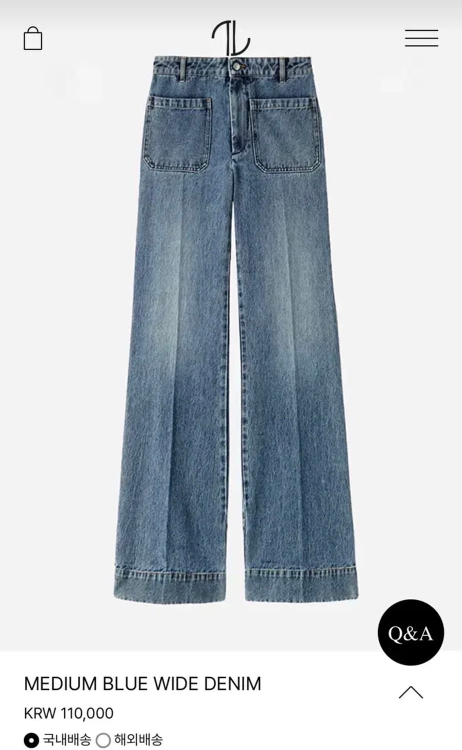 더로랑 미디엄블루와이드데님(M) 상품이미지1