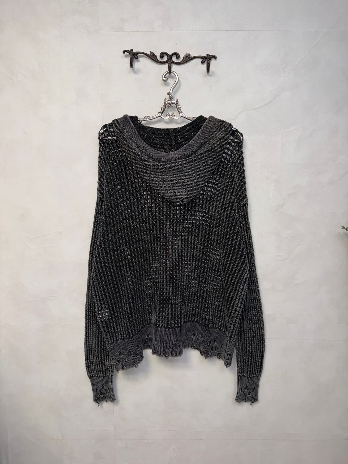  Pigment charcoal grunge net warmer 후드집업 상품이미지3